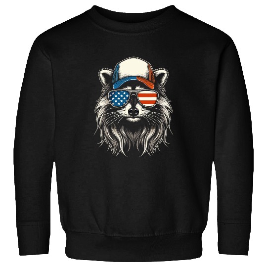 Raccoon Pet Redneck Raccoon Mullet White Trash Party Attire 4th July Sweatshirts