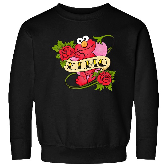 Sesame Street Elmo Hearts And Roses Tattoo Sweatshirts