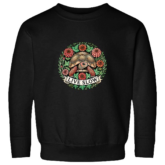Turtle Pet Live Slow Cute Box Turtle Illustration Sweatshirts