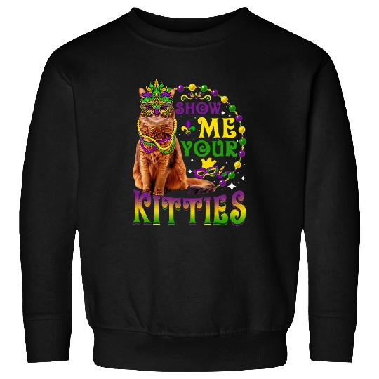 Show Me Your Kitties Cute Mardi Gras Somali Cat Sweatshirts