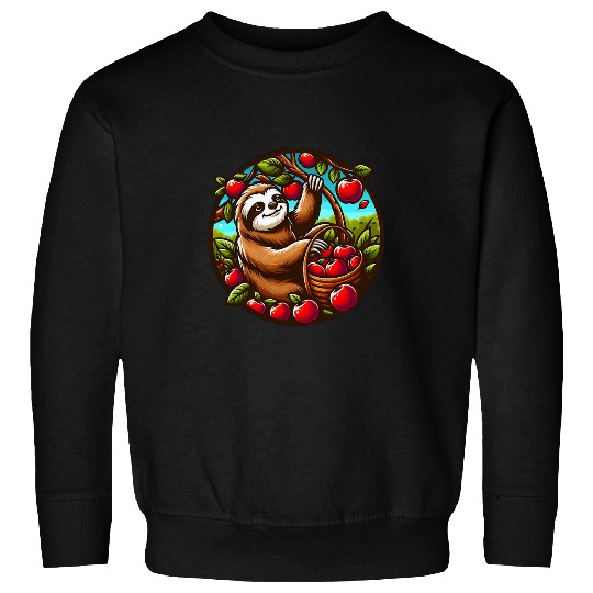 Sloth Pet Apple Picking Autumn Season Sweatshirts