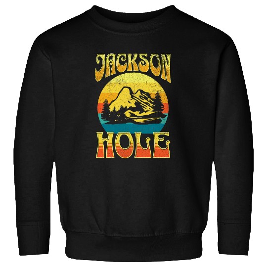 Retro Sunset Jackson Hole Wyoming Mountains Nature Hiking Sweatshirts