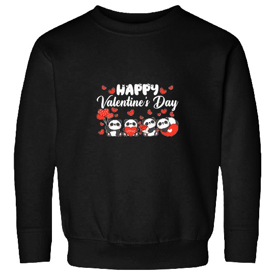 Panda Pet Valentines Day Panda Cute Hearts Girls Kids Women Sweatshirts