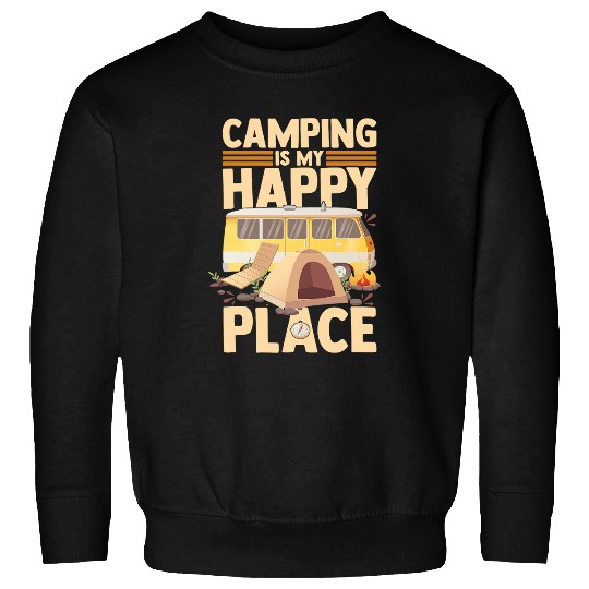 RV Camping Happy Camper Van Glamper Glamping Queen Sweatshirts