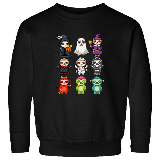 Sloth Pet Spooky ghosts BooJee Horror Pumpkin Sloth Halloween Sweatshirts