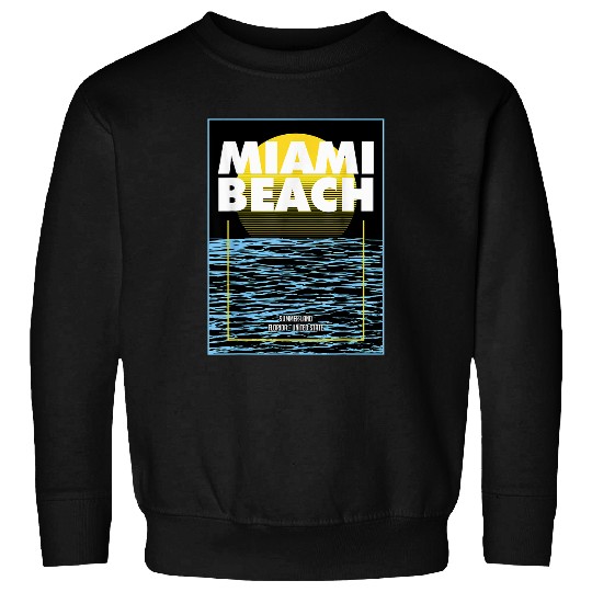 Miami Florida Retro vintages Beach Surf Surfing Sunset Ocean 3 Sweatshirts