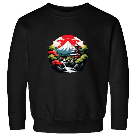 Japan Temple Souvenir Mount Fuji Asia Hike Landscape Sweatshirts