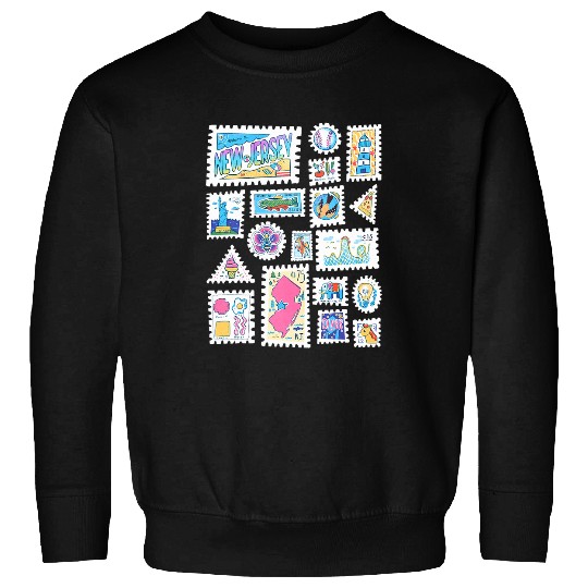 New Jersey Colorful vintages Stamps Travel Garden State Mail Sweatshirts