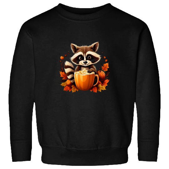 Raccoon Pet Pumpkin Spice Latte Fall Leaves Autumn Halloween 2 Sweatshirts