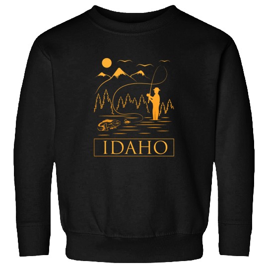 Idaho Fishing Mountain Graphic Sweatshirts