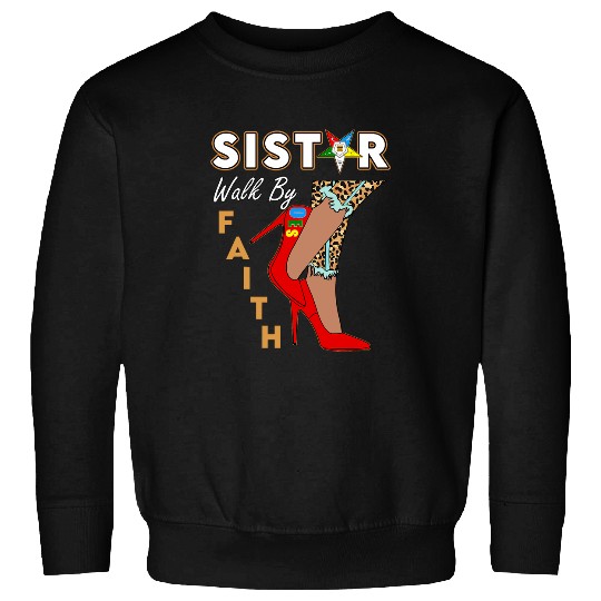 OES SiStar Leopard Walk By Faith Eastern Star Thanksgiving Sweatshirts
