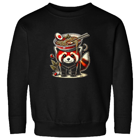 Panda Pet Kawaii Red Panda Japan Food Ramen Pho Bo Funny Bowl Sweatshirts