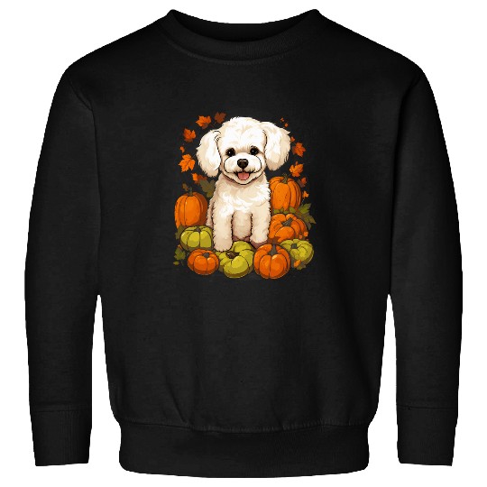 Pumpkin Bichon Frise Dog Halloween Thanksgiving 2 Sweatshirts