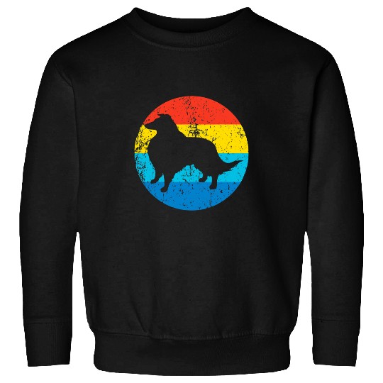 Dog Shetland Sheepdog Dog Breed Silhouette Retro 1970s Circle Sweatshirts