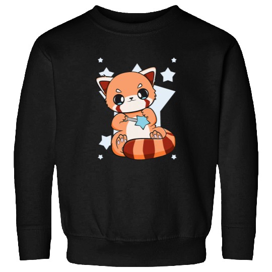 Panda Pet Kawaii Red Panda With Magic Wand Cute Chibi Anime Science Sweatshirts