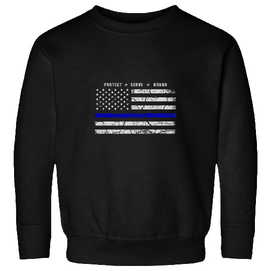 Police Law Enforcement Support Thin Blue Line Flag Sweatshirts
