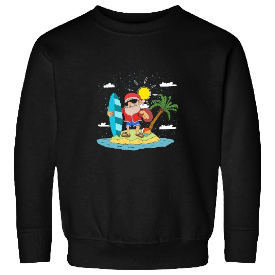 Surf Life Hawaiian Summer Cool Santa Claus Surfing Christmas In July Sweatshirts