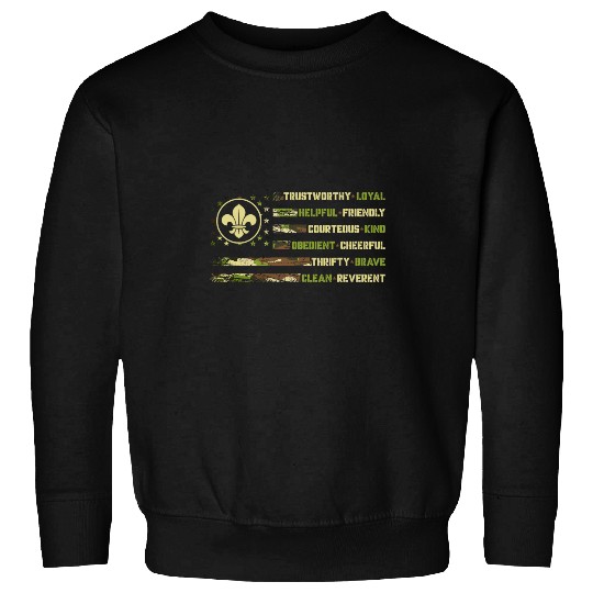 Scout Leader Funny Scout Camping Camo US America Flag Retro 1 Sweatshirts