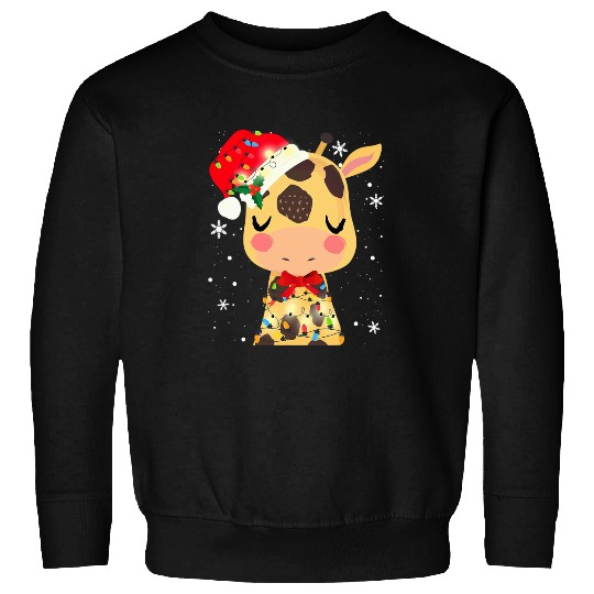 Giraffe Pet christmas light xmass mom dad s Sweatshirts