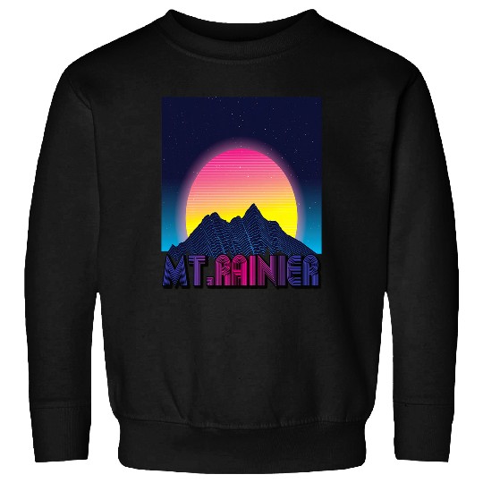 Mount Rainier Vaporwave Mountain Mountaineer Washington Sweatshirts