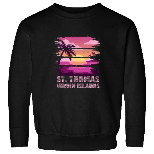 Sunset Virgin Islands St Thomas Summer Vacation Beach Surf Sweatshirts