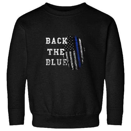 Police Officer Back The Blue Thumbmark American Pride Cop Sweatshirts