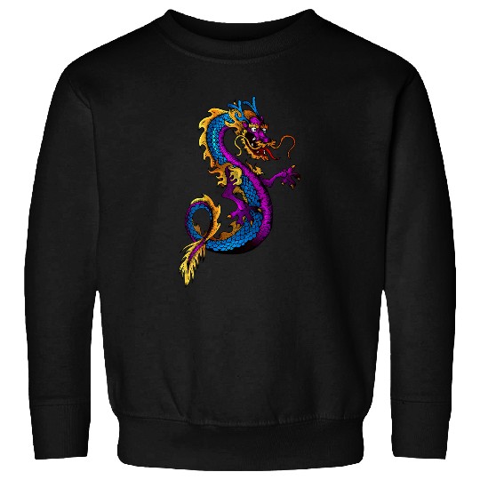 Dragon Pet Cool Traditional Color Japanese Dragon Backside Sweatshirts