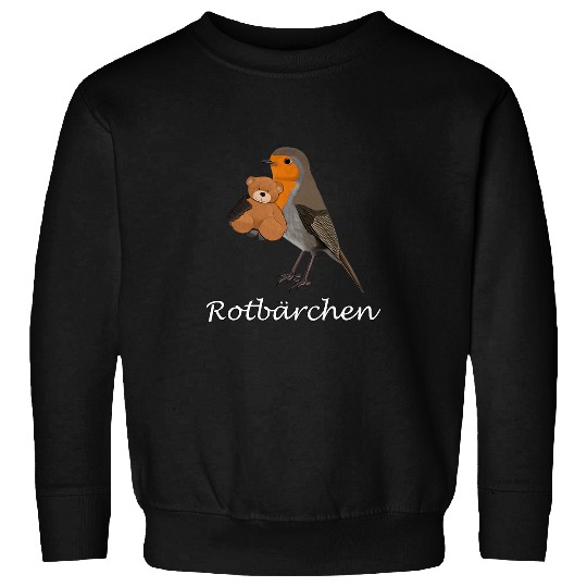 Bear Pet Robin cuddles with teddy bear red bear funny bird Sweatshirts