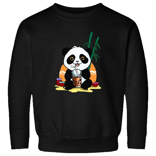 Panda Pet Boba Pearl Milk Tea Kawaii Plants Sweatshirts