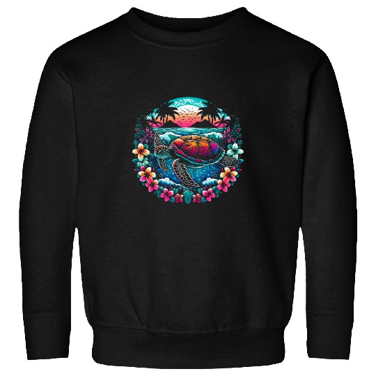 Turtle Pet Hawaiian Sea Turtle Ocean Marine Life Tropical Beach Hippie Sweatshirts
