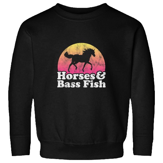 Fishing Horse and Bass Fish Women or Girls Horses Fishing Fisher Sweatshirts