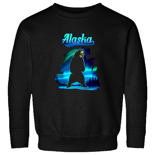 Bear Pet Roaring Bear Alaska Northern Lights Aurora Sweatshirts