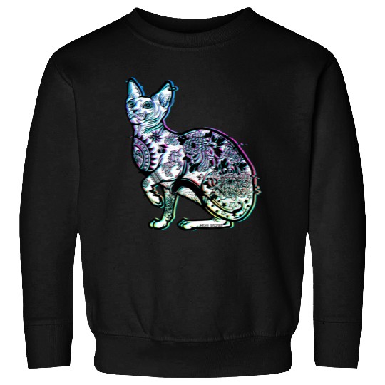 Stay Weird Design Pastel Goth Sphynx Cat Tattoo Design Sweatshirts
