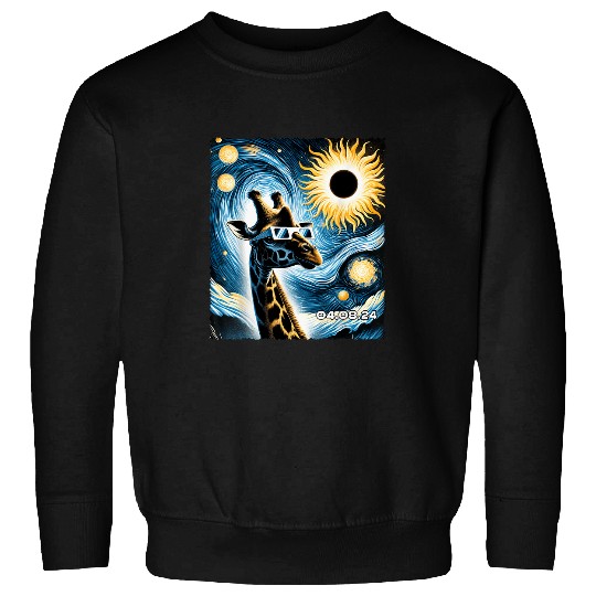 Giraffe Pet Cute The Giraffe Little Animals Pet Lovers Solar Eclipse Sweatshirts