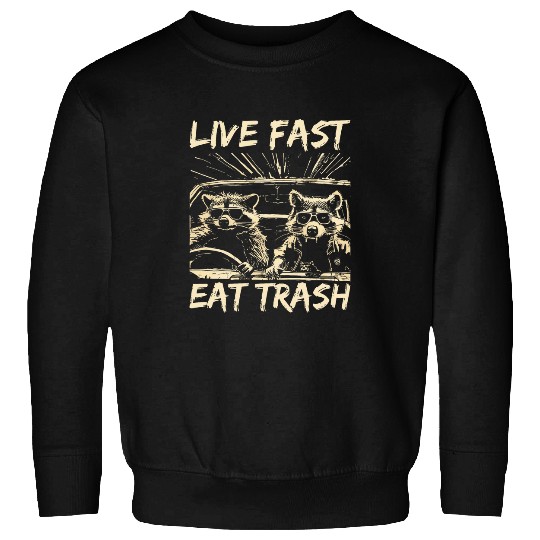 Raccoon Pet Live Fast Eat Trash Street Cats Squad 1 Sweatshirts
