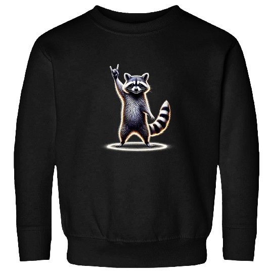 Raccoon Pet Rock And Roll Music Lover Sweatshirts