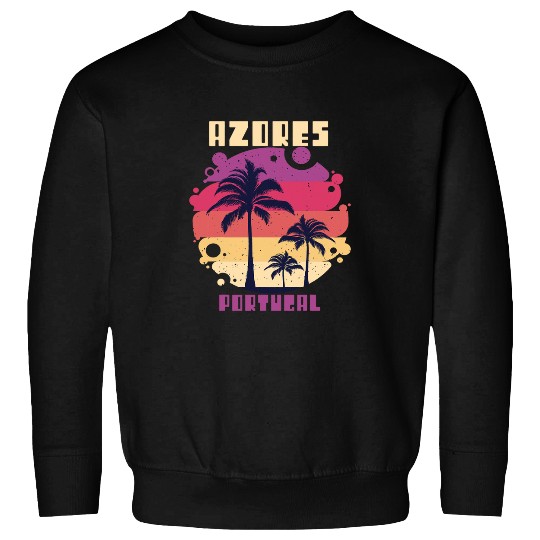 Surfing Portugal Azores Beach Vacation Palm trees Ocean Surf Sweatshirts
