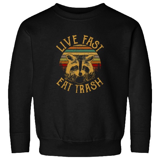 Raccoon Pet Live Fast Eat Trash Meme Raccoon Feral Vintage Sweatshirts