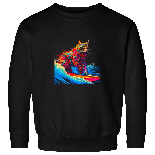 Surfing Maine Coon Cat Surf Sweatshirts