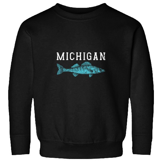 Michigan Walleye Fishing Fisherman Angler Midwest Fish Sweatshirts