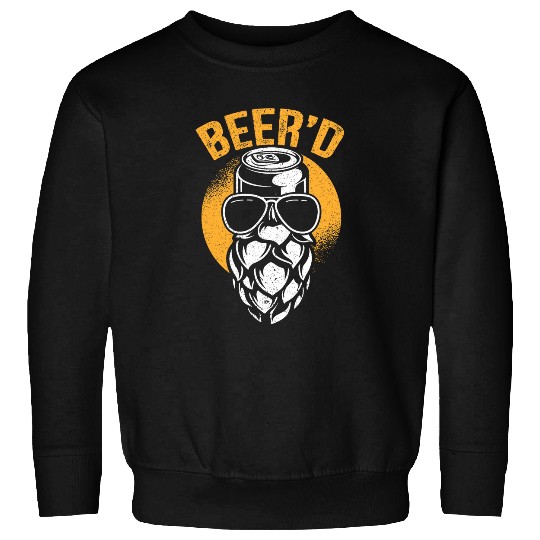 Beer Fun Beer d Bearded Beer Drinker Alcohol Lover Canned Beer Sweatshirts