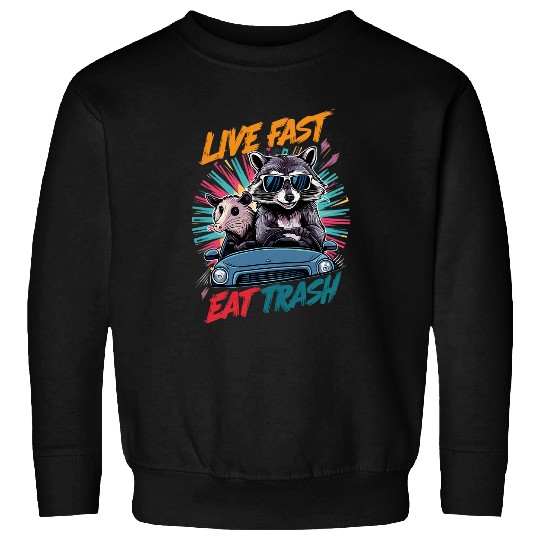 Raccoon Pet Live Fast Eat Trash Panda Colorful 2 Sweatshirts