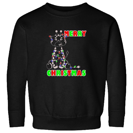 Giraffe Pet Cute and Fun Merry Christmas Giraffe tangled in lights Sweatshirts