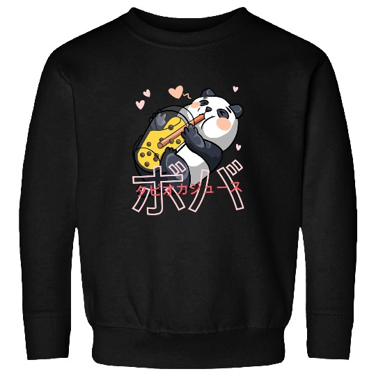 Panda Pet Drink Boba Tea Cute Panda Anime Japanese Graphic Fun Sweatshirts