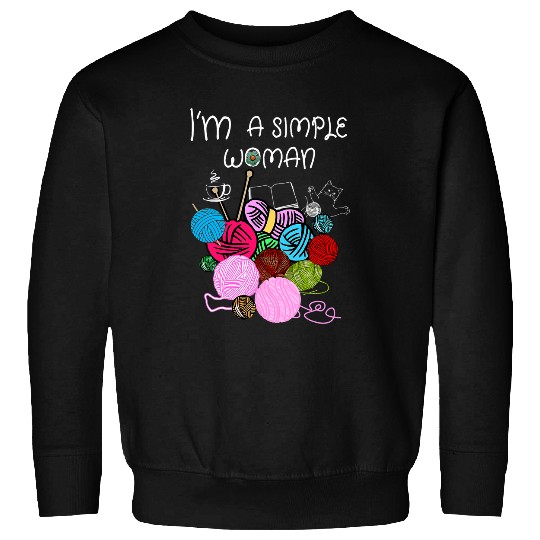 Coffee Fun I m A Simple Woman Cat Coffee Girl Funny Crocheting Sweatshirts