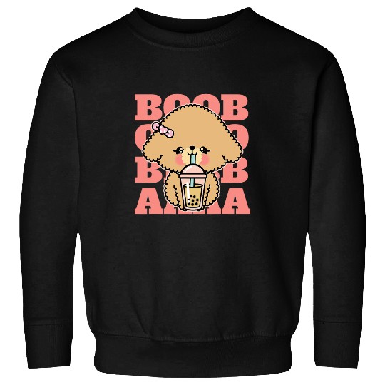 Kawaii Boba Bubble Milk Tea Korean Foodie Drinking Chibi Dog Sweatshirts