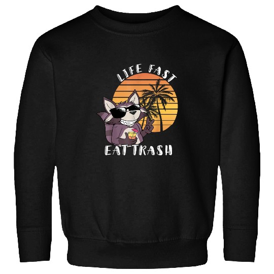 Raccoon Pet Life Fast Eat Trash Raccoon Trash Panda Retro Sunset 3 Sweatshirts