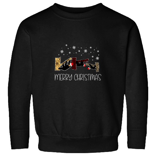 Sloth Pet Hugging Tree Merry Christmas Plaid Leopard Print Sweatshirts