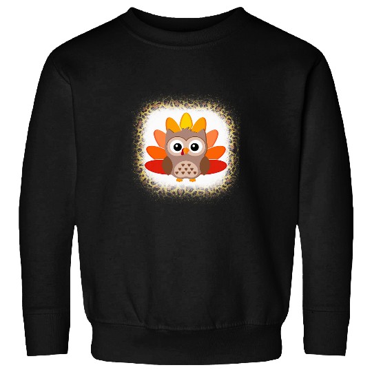 Owl Pet Thanksgiving Owl Turkey Leopard Print Fall Autumn Men Women Sweatshirts