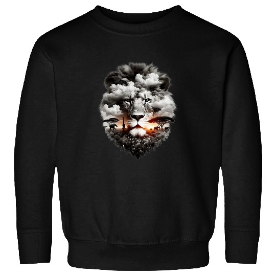 Lion Pet Face Double Exposures Wildlife Animal Safari Guide Sweatshirts